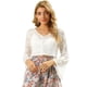thumbnail image 1 of INSPIRE CHIC Blusa Elegante De Encaje Con Cuello Pico Manga De Campana Para Mujer Blanco M, 1 of 6