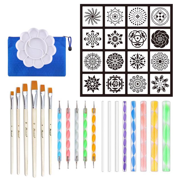 Juego de 37 herramientas para pintura de puntos en piedra y pared - Kit completo para arte de mandala y graffiti con varillas de dibujo