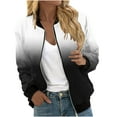 thumbnail image 2 of Goodtrade8 Coats for Women Winter Zip up Bomber Jacket Gradient Casual Pocket Tops for Women 2025, 2 of 5