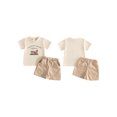 thumbnail image 2 of RUINIXCW Toddler Baby Boy Football Outfit Infant Baby Boys Summer Fall Clothes Saturday Are For Football Letters Print Short Sleeve T-shirt and Plaid Shorts Set, 2 of 10