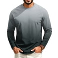 thumbnail image 3 of GrmtClth Mens T-Shirts Dual Tone Gradient Ombre Long Sleeve Crewneck Tops All Over Fade Dye Soft Stretch Blend Fashion Pullover Shirts Dark Gray M, 3 of 7
