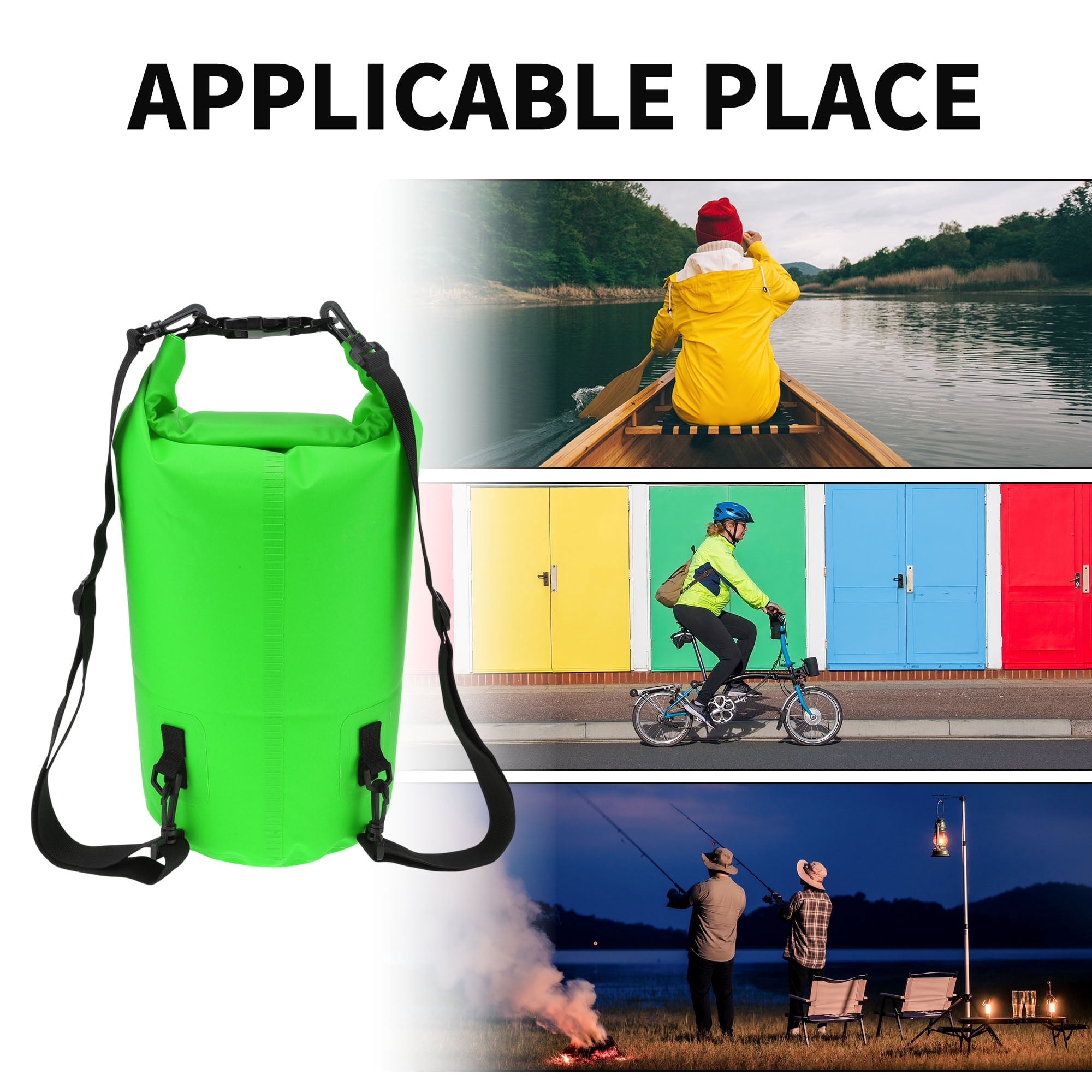 Unique Bargains Durable Waterproof Dry Bag Green Pattern 2