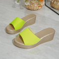 thumbnail image 5 of Women's Slipper Fashionable Casual Summer Solid Color Round Toe Wedge Heel Soft Comfort Breathable Lining Non-Slip Slides Personality Slip On Sandals for Women, 5 of 5