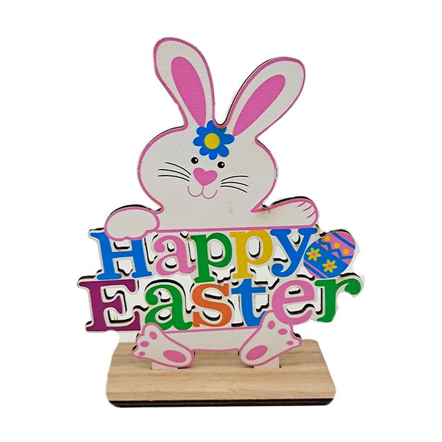 Style 5 Adorno de conejo de Pascua de madera, decoración de mesa, manualidades de huevos de conejito, regalo, decoración de fiesta en casa