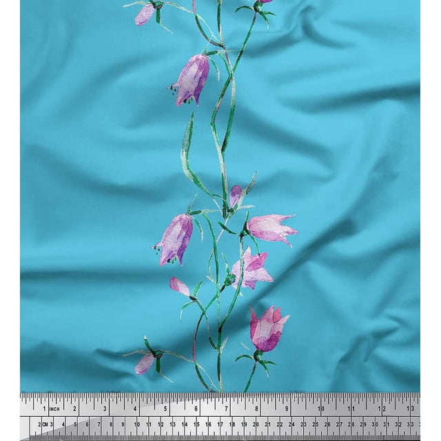 Soimoi polyester Crepe Fabric Leaves & Wild Flower Print Fabric by Yard 42 Inch Wide