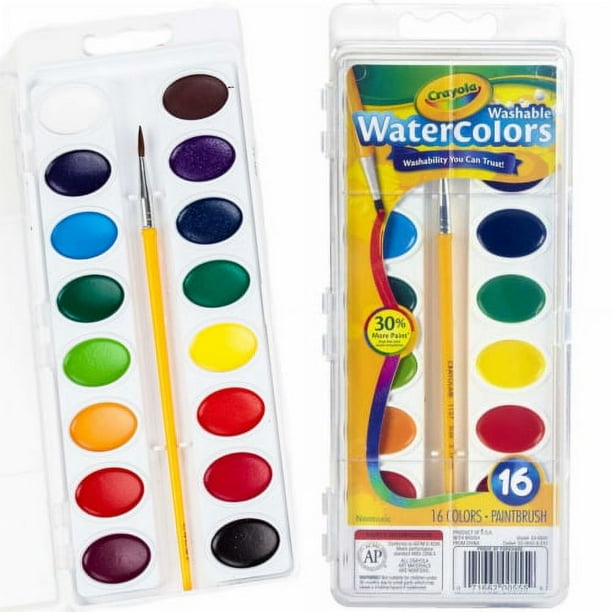 2X - Crayola 16 Pan Washable Watercolors Paint Set - Walmart