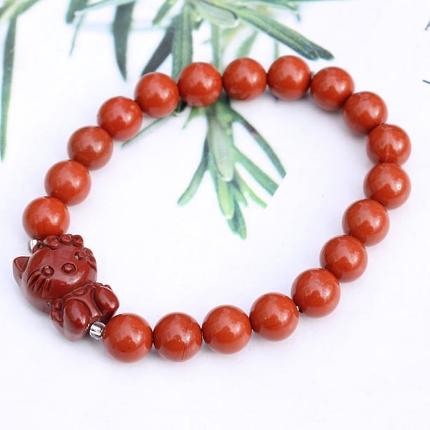 Venta al por mayor a granel pulsera de gatito de cristal de piedras preciosas naturales múltiples pulseras de cristal de Hello Kitty de piedra curativa espiritual