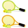thumbnail image 1 of Nileatry Toddler Tennis Racket, Kids Badminton Set Include 2 Soft Ball, 2 Tennis Ball and 4 Badminton Shuttlecocks for Baby, Orange&Green, 1 of 8