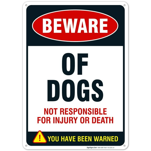 Beware of Dogs Sign, Dog Warning Sign, 10x14 Aluminum
