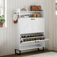 thumbnail image 4 of FANRAL Shoe Cabinet with 2 Flip Drawers Narrow Shoe Storage Cabinet Organizer Wooden Freestanding Rack Hidden Slim Storage for Entryway,Hallway,Living Room,Bedroom, 4 of 9