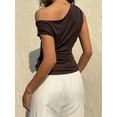 thumbnail image 4 of EMMIOL Women's Off Shoulder Sleeveless Polka Dot Ruched Tank Top - Y2K Casual Going Out Top, 4 of 5