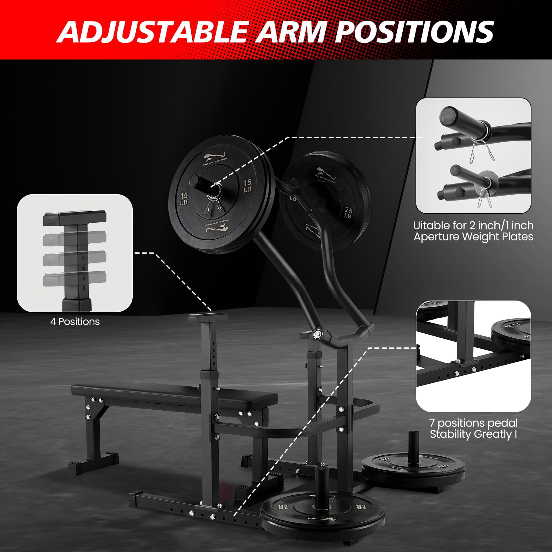 Memoryfield Chest Press Machine with Adjustable Flat Bench, Bench Press Rack for Home Gym with Independent Converging Arms, Strength Training Equipment, Black