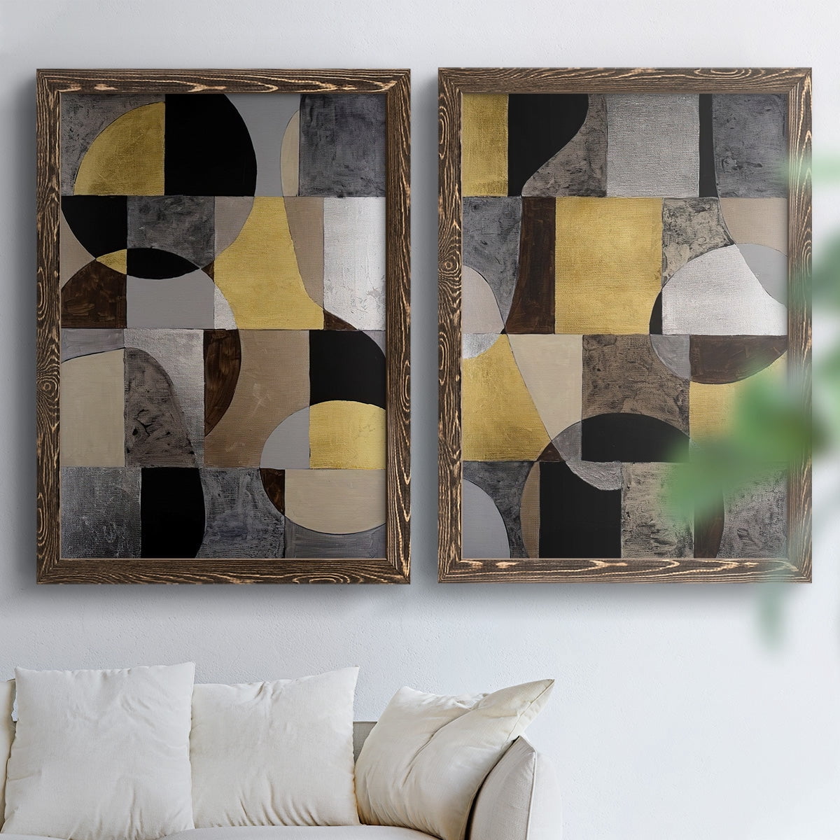 Neutral Framework I - Premium Framed Canvas 2 Piece Set - Ready to Hang