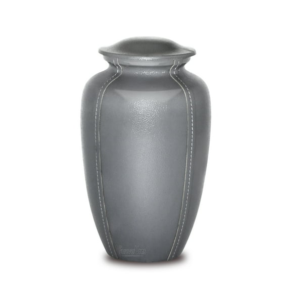 FOREVER URNS - CHERISH THE MEMORIES Adult Cremation Urn for Ashes- Classic Leather Urn (Light Grey)