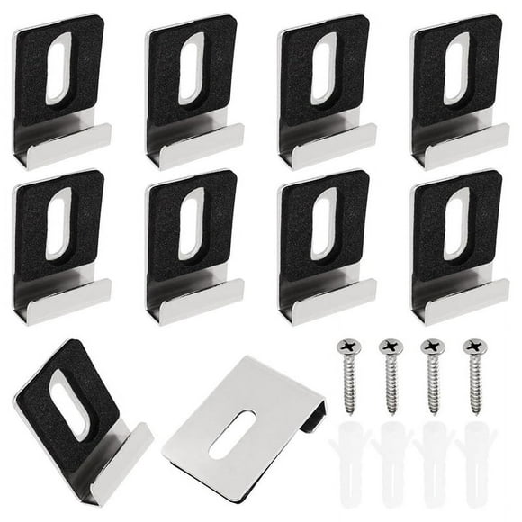 10pcs Heavy Duty Mirror Hanging Kit, Heavy Mirror Mounting Hardware Mirror Clips for Wall Mounting, Single Hole Silver