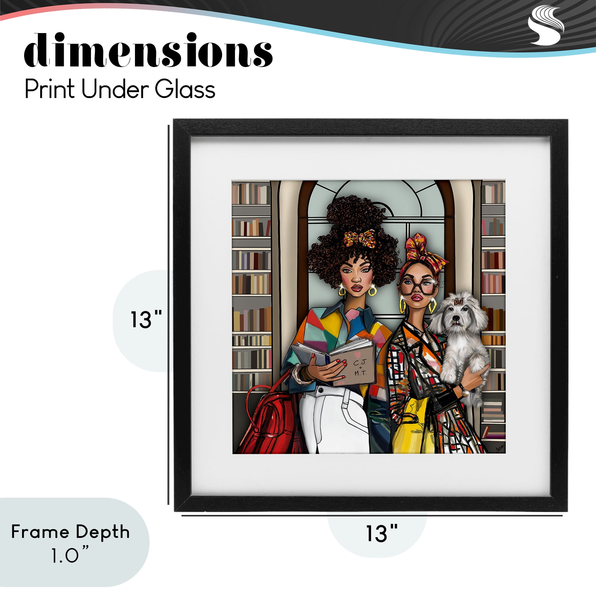 Stupell Industries Bookish Girls at Library Black Framed Print Under Glass, design by Tara Boone