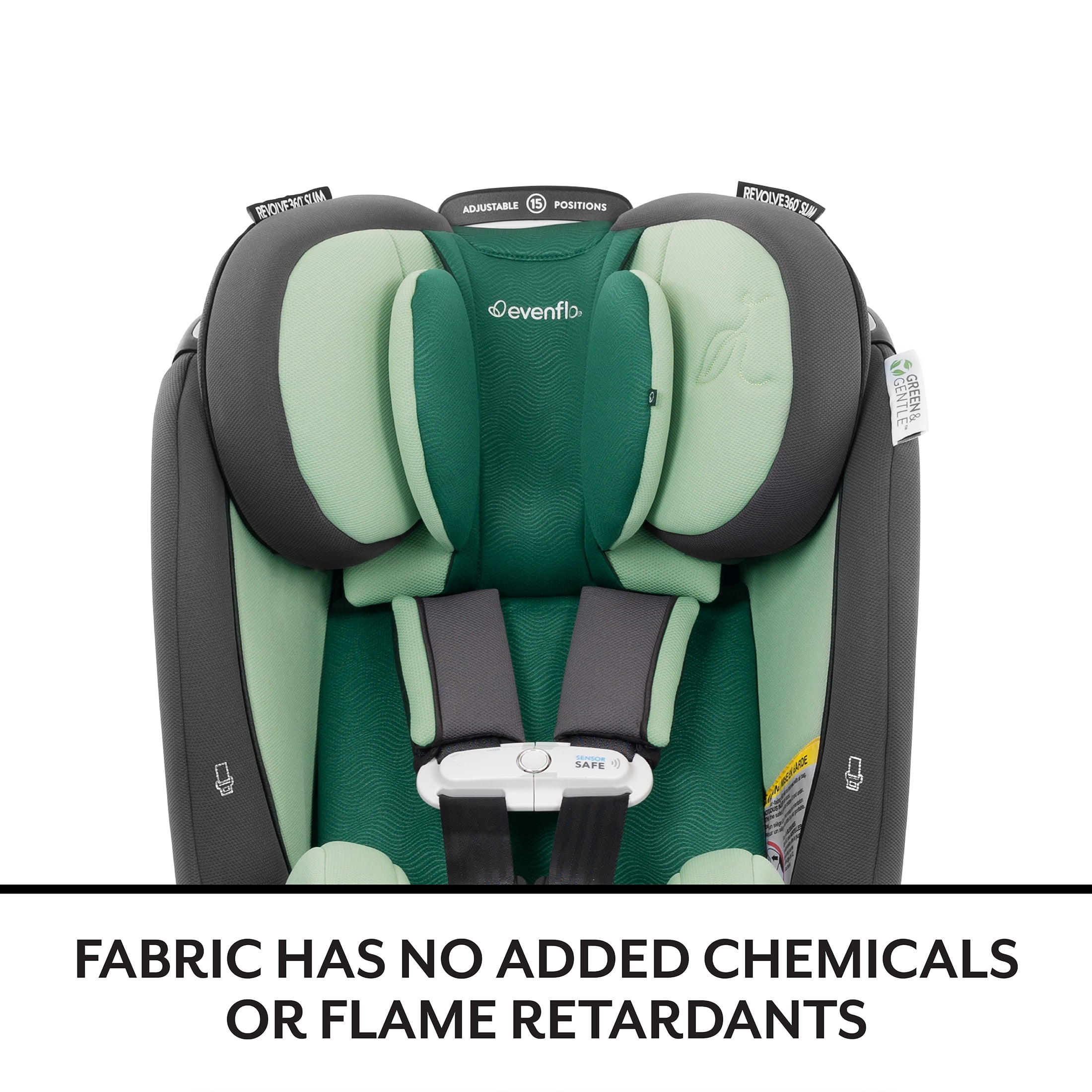Evenflo Revolve360 Slim 2-in-1 Rotational Car Seat with SensorSafe (Peridot Green)