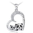 thumbnail image 2 of Cute Animal Heart Necklace for Women I You Forever and Daughter Panda Necklace Silver Panda Rhinestone Necklace, 2 of 8