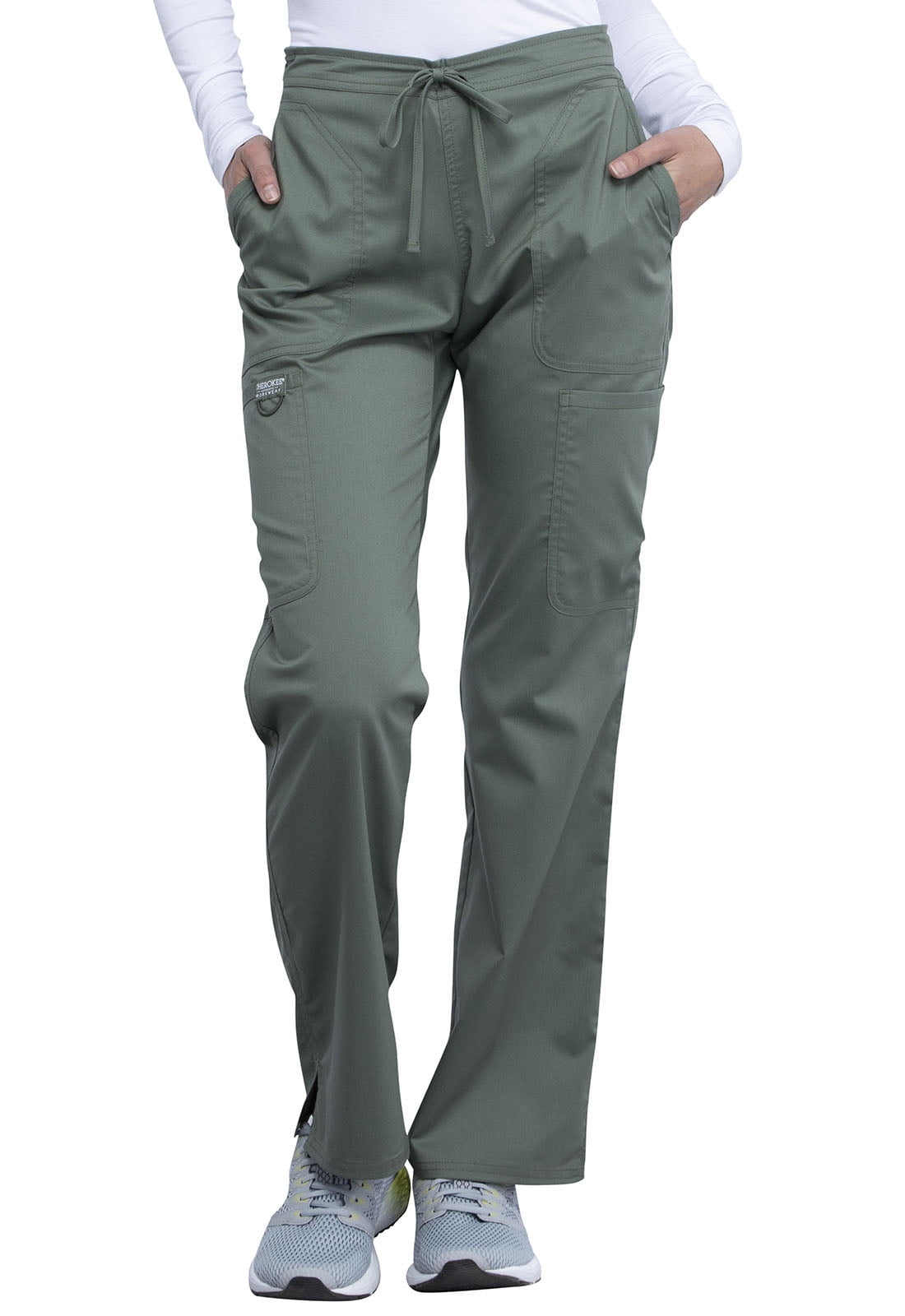 Cherokee Cherokee Workwear Revolution Scrubs Pant for Women Mid Rise Moderate Flare Drawstring