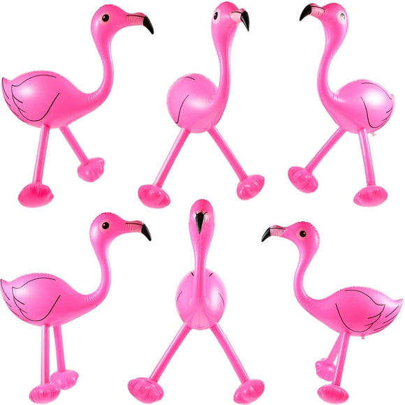 Decoración inflable para fiestas de verano, playa y luau con flamencos rosas (6 unidades)