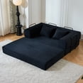 thumbnail image 4 of S-HOME Multi-Functional 59 Inch Convertible Sleeper Sofa Bed With Cylindrical Pillow Corduroy Folding Mattress  Fixed Frame For Living Room, Black, 4 of 16