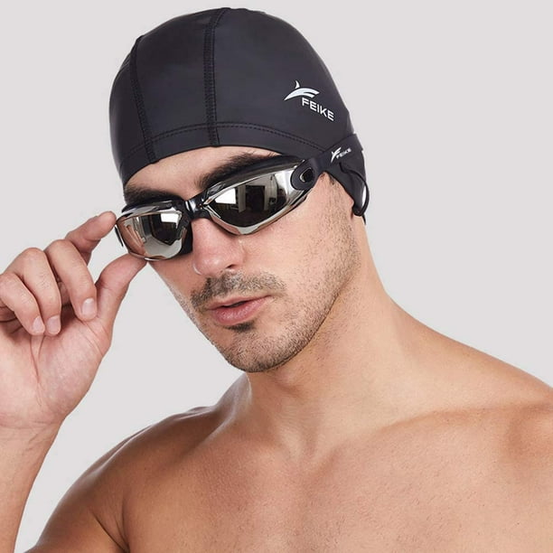 Lunettes de natation 4 en 1 et ensemble de bonnet anti-buée anti-UV  résistant à l'eau avec bouchon d'oreille pince-nez bonnet de bain sans  fuite pour adulte enfant homme femme 