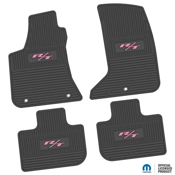 Charger Floor Mats 11-24 Dodge Charger AWD 4 Piece Custom Vintage Scene w/ R/T (2015-Current) Insert - Black w/ Pink Insert FlexTread