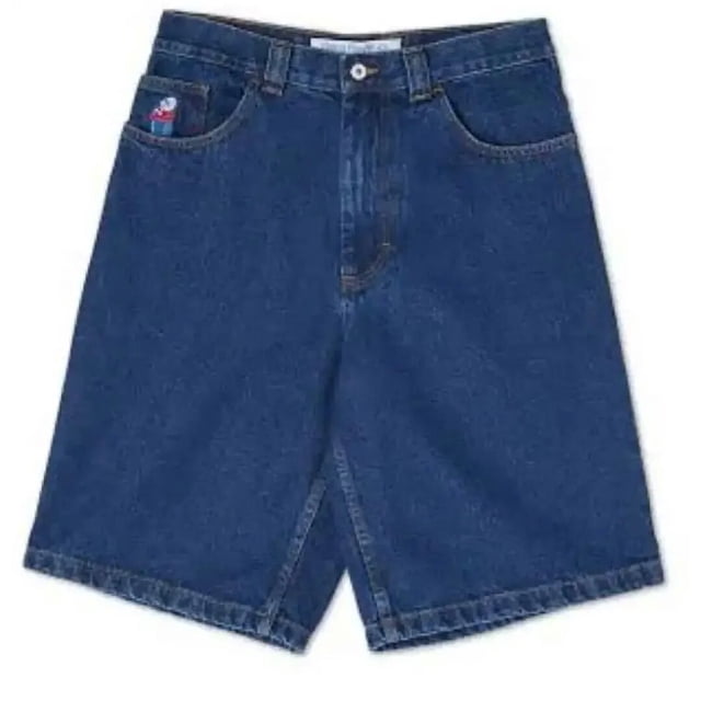 Street Polar Big Boy Denim Shorts Y2K Pants Hip Hop Cartoon Graphic Embroidery Retro Blue
