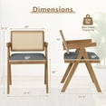 thumbnail image 3 of Costway Set of 2 Rattan Accent Chairs Fabric Dining Chairs Modern Living Room Chairs Gray, 3 of 10