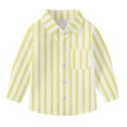 thumbnail image 6 of Oxford Dress Shirts for Boys Striped Long Sleeve Collared Button Up Shirt with Chest Pocket School Uniform (3-4 Years, Yellow), 6 of 7