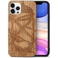 thumbnail image 1 of Case Yard Wooden Case Outside Soft TPU Silicone Slim Fit Shockproof Wood Phone Cover for Girls Boys Men and Women Supports Wireless Charging Hourglass with Roses Design case for iPhone-11-Pro, 1 of 7