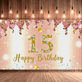 thumbnail image 6 of Sparkling Pink and Gold Balloon Themed 15th Birthday Banner Background, Happy Birthday Decoration for Party Supplies Photography Props Photo Backdrop Decorations, 6 of 7