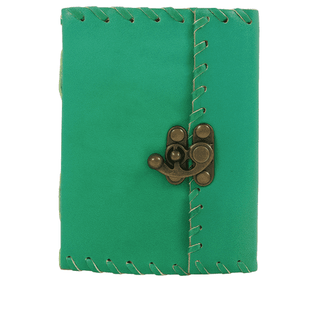 Handcrafted Green Leather Journal with 100 Unlined Pages – 7.5 x 5.5 Inches