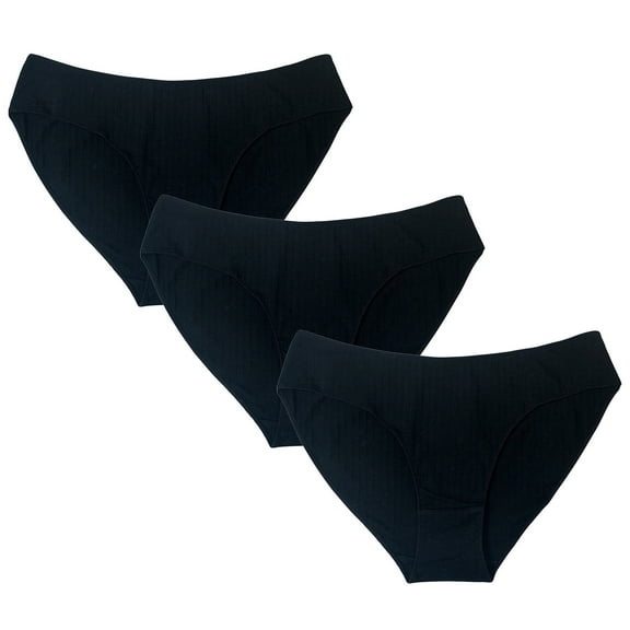 3pc Women Everyday Solid Color Ventilate Low Waist Elastic Underwear Panties Workout Underwear for Women Panties Cotton Black M