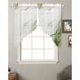 thumbnail image 2 of Marble Sage Green Swag Valances for Windows, Gold White Modern Gradient Ocean Wavy Rod Pocket Sheer Valances for Small Windows, Swag Toppers Light Filtering for Kitchen Living Room 2 Panels 36''x36'', 2 of 6