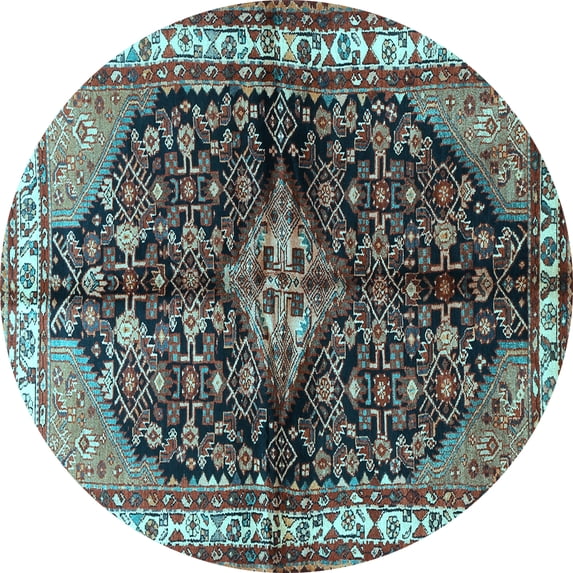 Ahgly Company Indoor Round Persian Light Blue Traditional Area Rugs, 6' Round