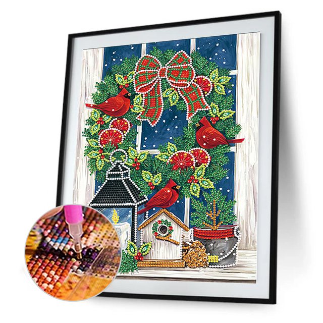 Cuadros Decorativos Taladro parcial de forma especial de pintura de diamante DIY de ambiente navideño (UP300) Tmvgtek embutido en tela