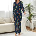 thumbnail image 2 of Top-kevin Women's Pajama Sets Cocktail Glasses Lemon Gold Long Sleeve Lounge Sets Pjs Sleepwear with Pockets, 2 of 12