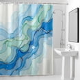 thumbnail image 2 of Blue Marble Shower Curtain, Modern Abstract Art Watercolor Blue Green Teal Waves Waterproof Shower Curtain Set with 12 Hooks Lightweight Bath Curtains Fabric Bathroom Decor 72x72 Inches, 2 of 9