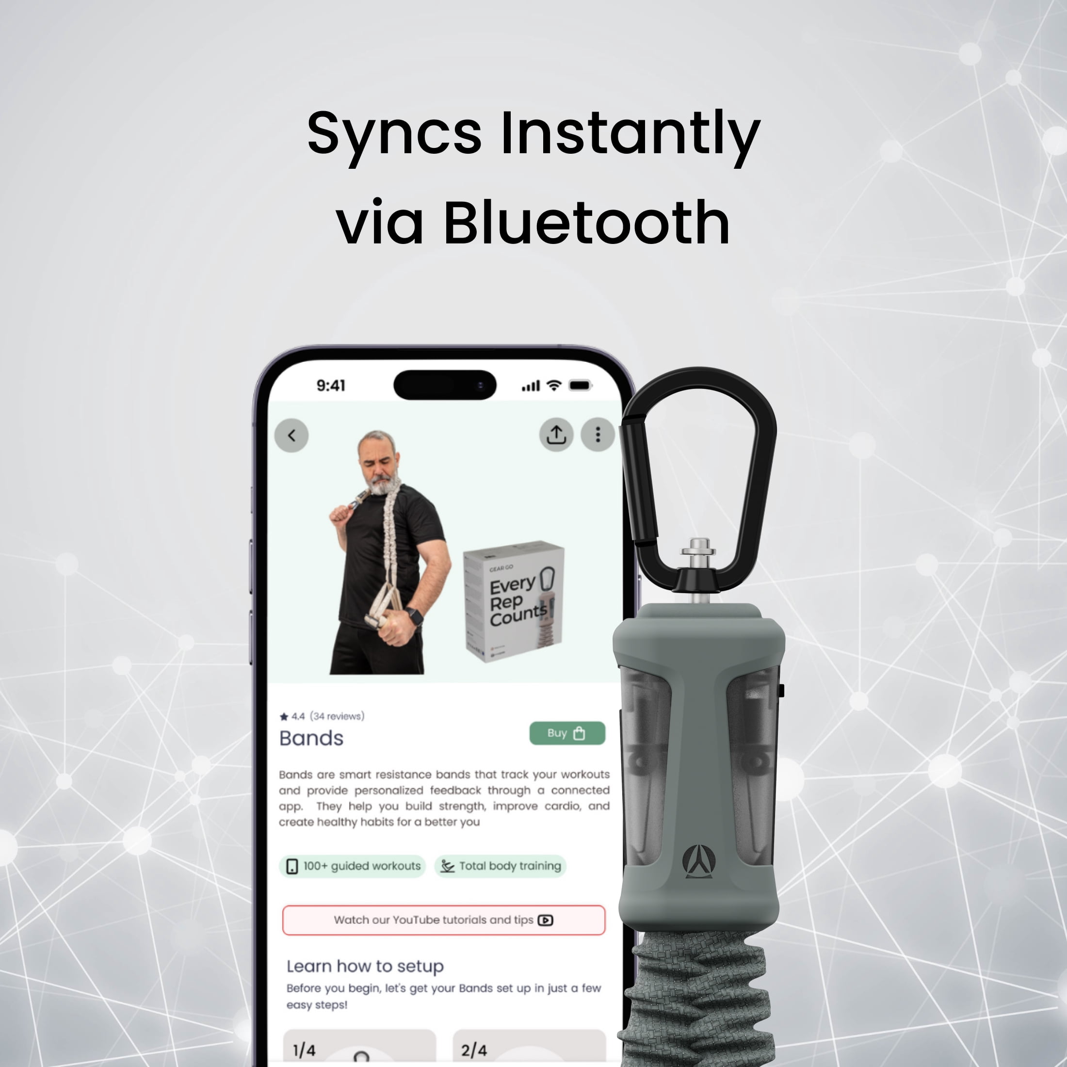 Jade Hygear Bands Smart Resistance Training System With Sensor & Lifetime Fitness App Access