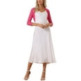 thumbnail image 3 of INSPIRE CHIC Women's Semi Sheer Tops Elegant 3/4 Sleeves Cardigan Bolero Shrug M Rose Red, 3 of 6