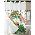 thumbnail image 3 of No Hook Shower Curtain with Snap-in Liner, St Patricks Day Waterproof Fabric Bathroom Curtains, Green Shamrock Spring Rainbows Gnomes Bath Curtains & Mesh Top Window 72"x84" Long, 3 of 9