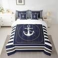 thumbnail image 2 of Feelyou Marine Nautical Sailboat Bedding Comforter Set 7pcs, Navy Abstract Lines King Bedding Sets, Teen Kid Boy Girl Bed Sheets, Super Cozy Room Decor, 2 of 7