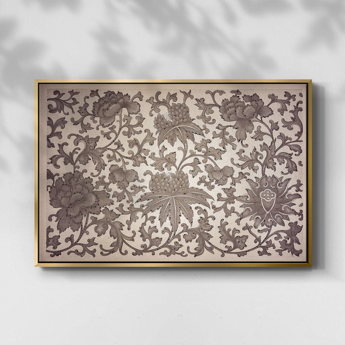 Vintage Abstract Print-XXIII Framed in Gold Wood Gallery Wrapped Canvas 25 in. x 37 in.