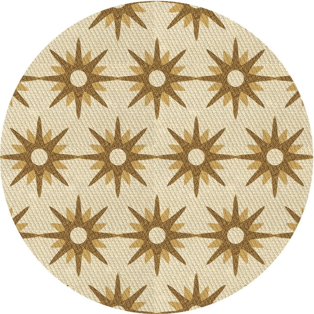 Ahgly Company Tapis d'Intérieur Rond Lavable en Machine Transitionnel Kaki Or, 3 Pieds Rond