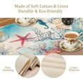 thumbnail image 5 of Starfish Seashell Table Runner, Watercolor Coastal Animal Undersea Beach Colorful Coral Plant Dinner Runner for Home Kitchen Dining Table Decoration 13"x90", 5 of 6