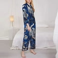 thumbnail image 3 of Salouo Blue Heron Floral Garden Pattern Women's Pajamas Set Long Sleeve Button Down Sleepwear Soft Pj Lounge Sets for women 2 Piece Pjs Set with Long Pants-Medium, 3 of 7