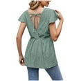 thumbnail image 4 of Scyoekwg Women Tops Trendy Trendy Ladies Blouses Dressy Casual Going Out Tops Short Sleeve Loose Womens Summer Fashion Cute T Shirts, 4 of 4