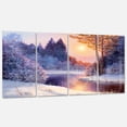 thumbnail image 1 of Designart - Christmas forest with river - Landscapes Painting Print on Wrapped Canvas set, 1 of 2