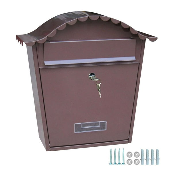 Buzón de correo, buzón de correo, buzón de opinión decorativo montado en la pared de Metal, buzón para porche, patio, jardín, exterior, casa, exterior Marrón
